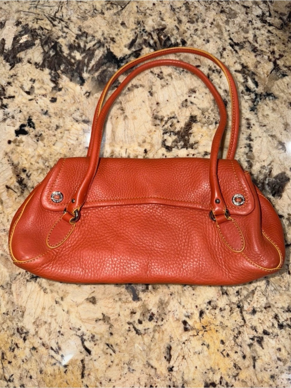 Cole Haan Orange Pebbled Leather Shoulder Bag